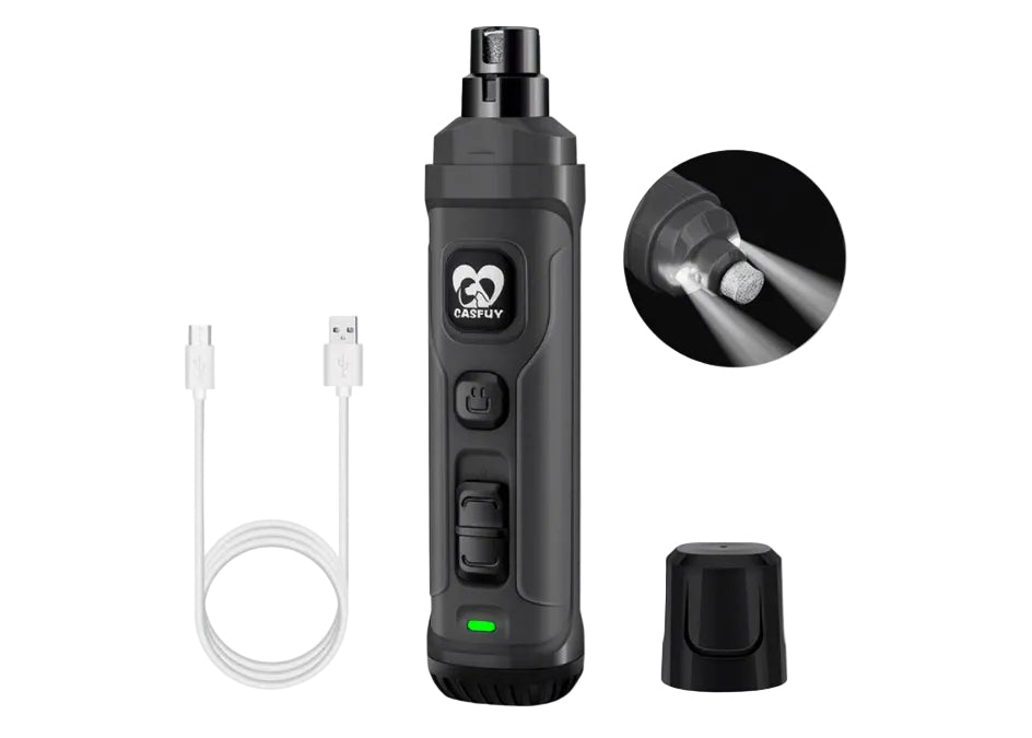 Dog Nail Grinder with 2 LED Light - New Version 2-Speed Powerful Electric Pet Nail Trimmer Professional Quiet Painless Paws Grooming & Smoothing for Small Medium Large Dogs and Cats (Grey)